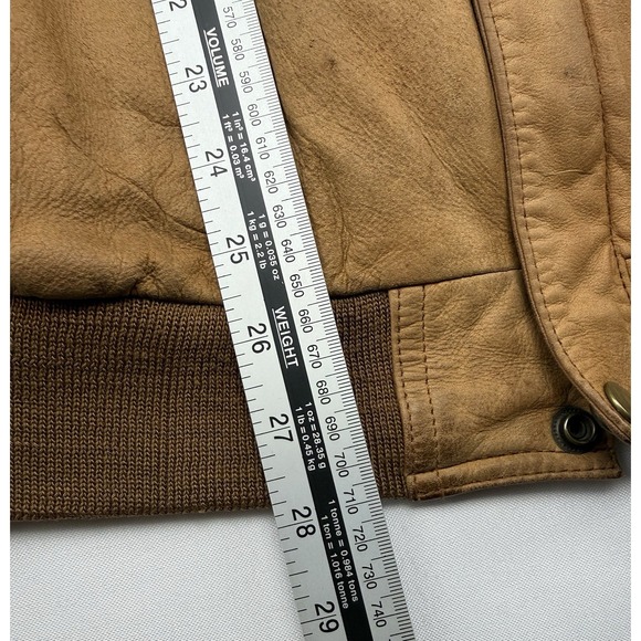 Marlboro Adventure Team Leather Jacket Mens L Montana Map Lining Bomber - Picture 9 of 16